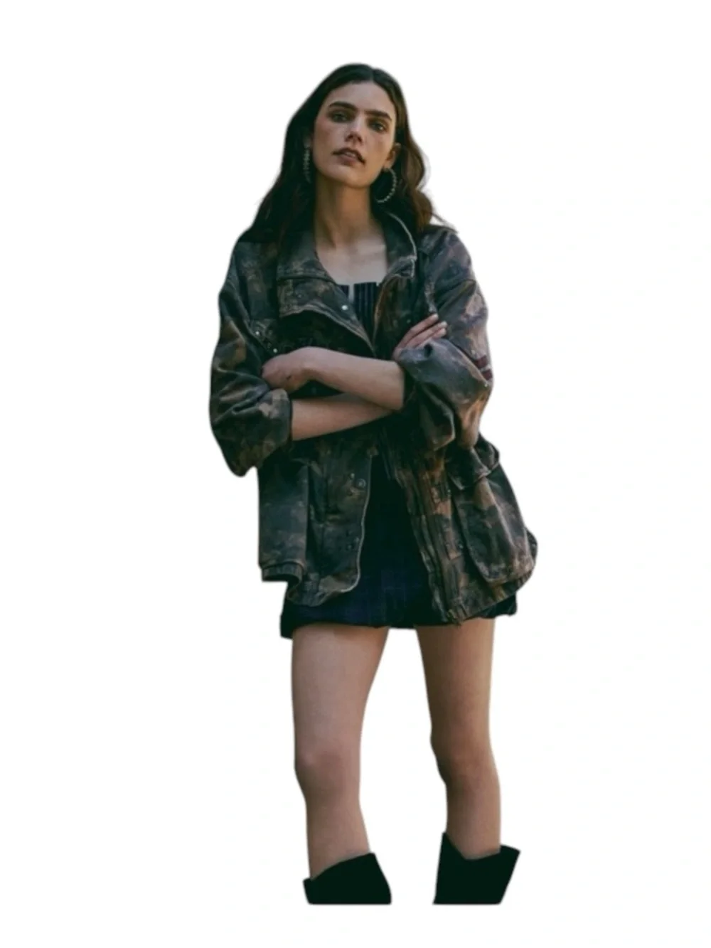 new FP x We The Free ❂ Arya Utility Camo Field Jacket ❂ Olive Camo Print ❂ XL